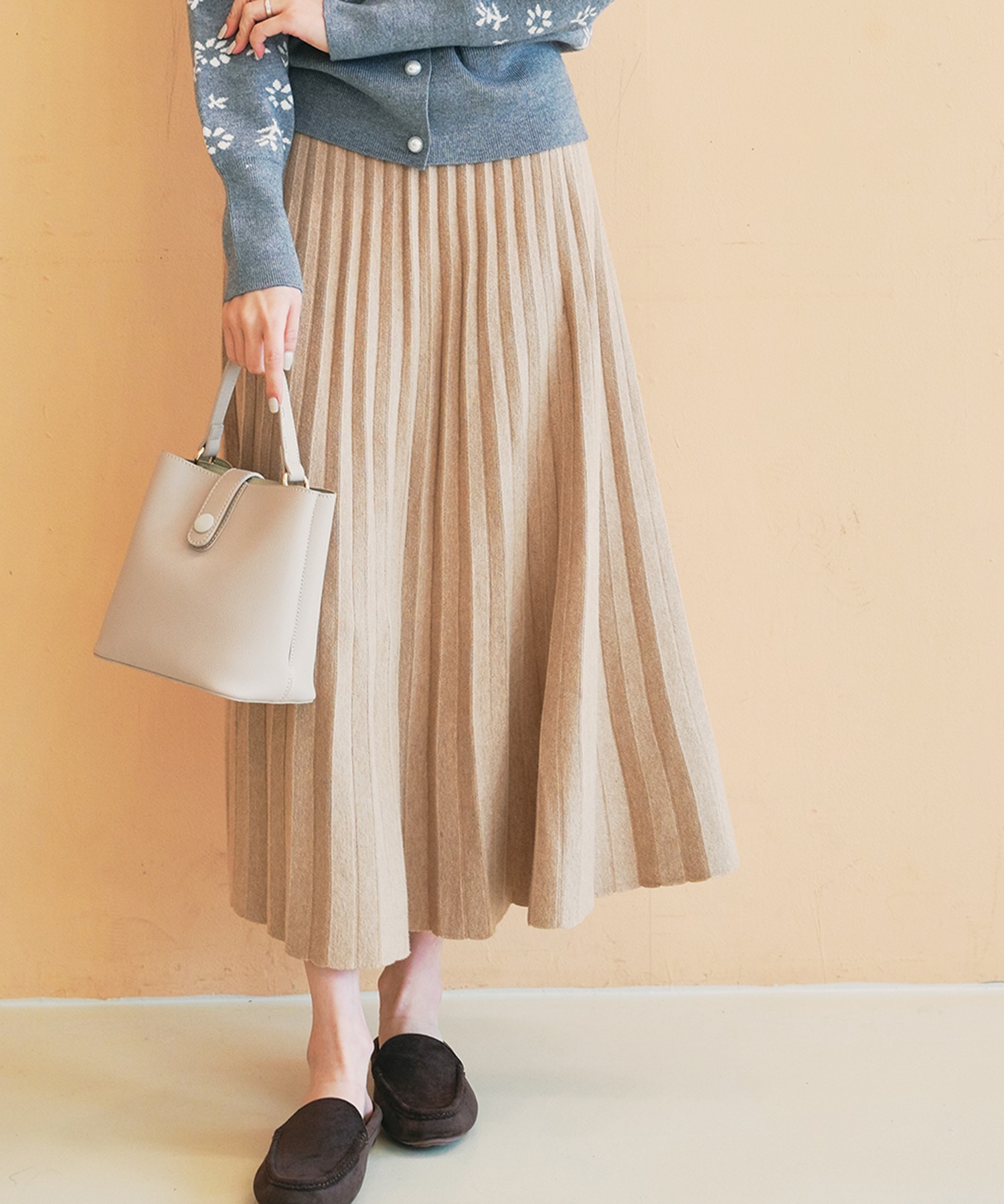 ◆セール特価品◆ 日本最大のブランド me+em selectリブプリーツニットスカート