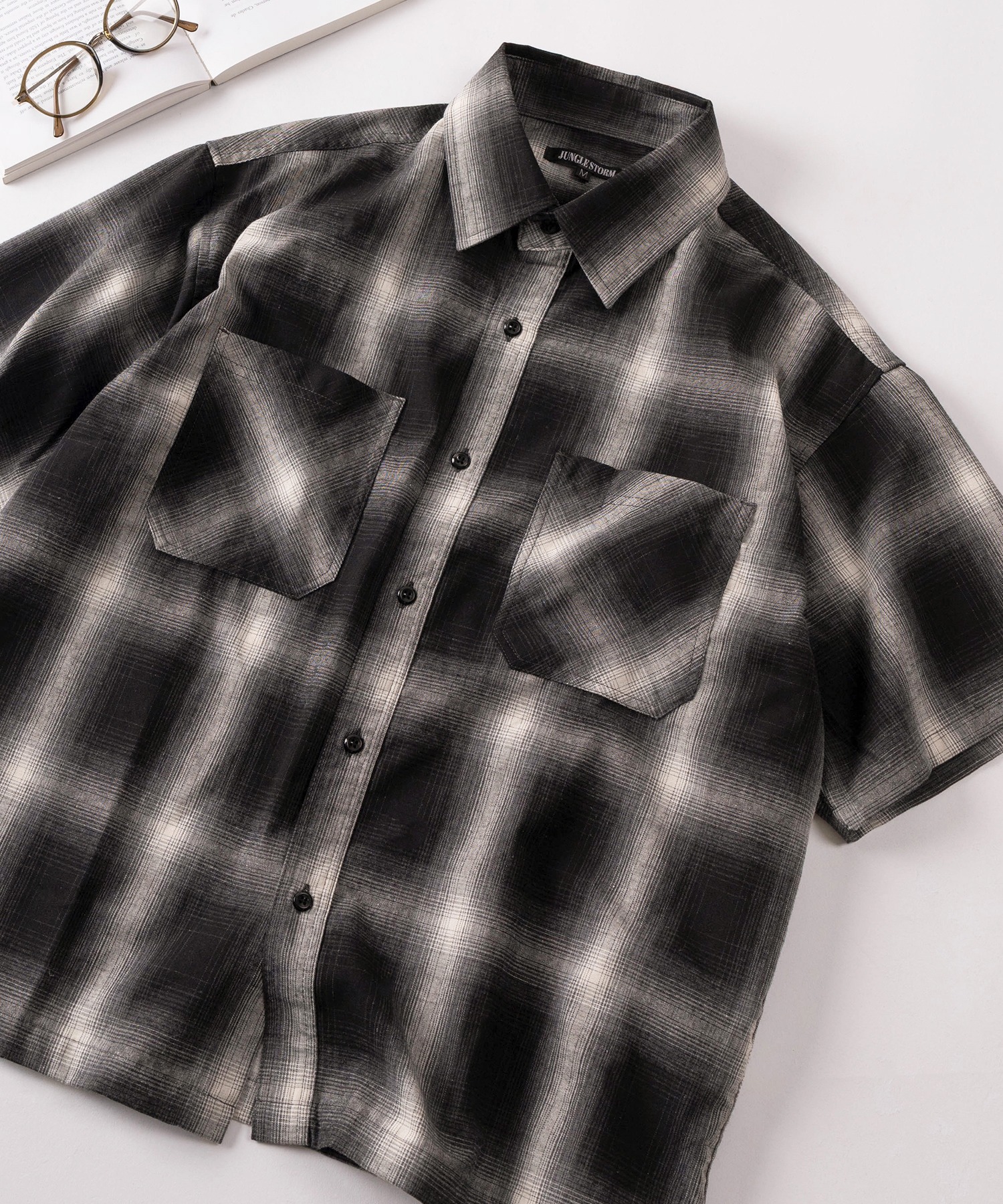 (82) Short‑sleeve On‑Breath check regular fit — реглан‑футболка с коротким рукавом