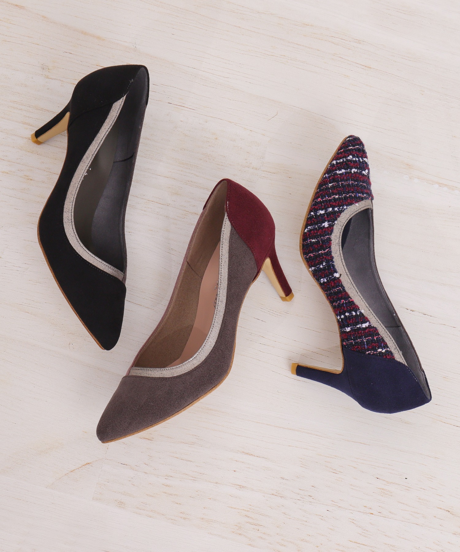 カラーブロック ポインテッドトゥヒール カラーブロックポインテッドトゥパンプス