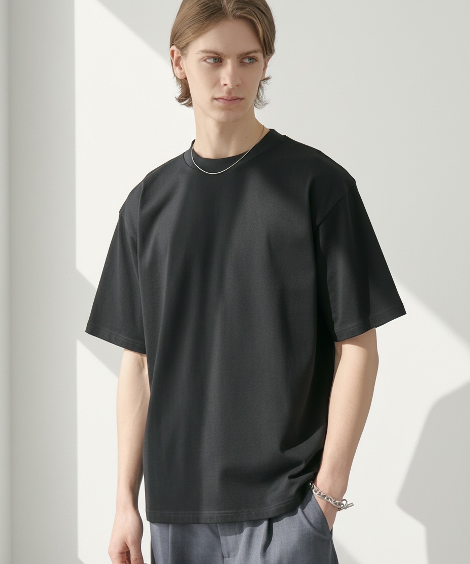 M*y様 気まぐれお値下げGIVENCHY ダークグレー Tシャツ 接触冷感 ボックスシルエット サイドスリット ベーシック 半袖Tシャツ