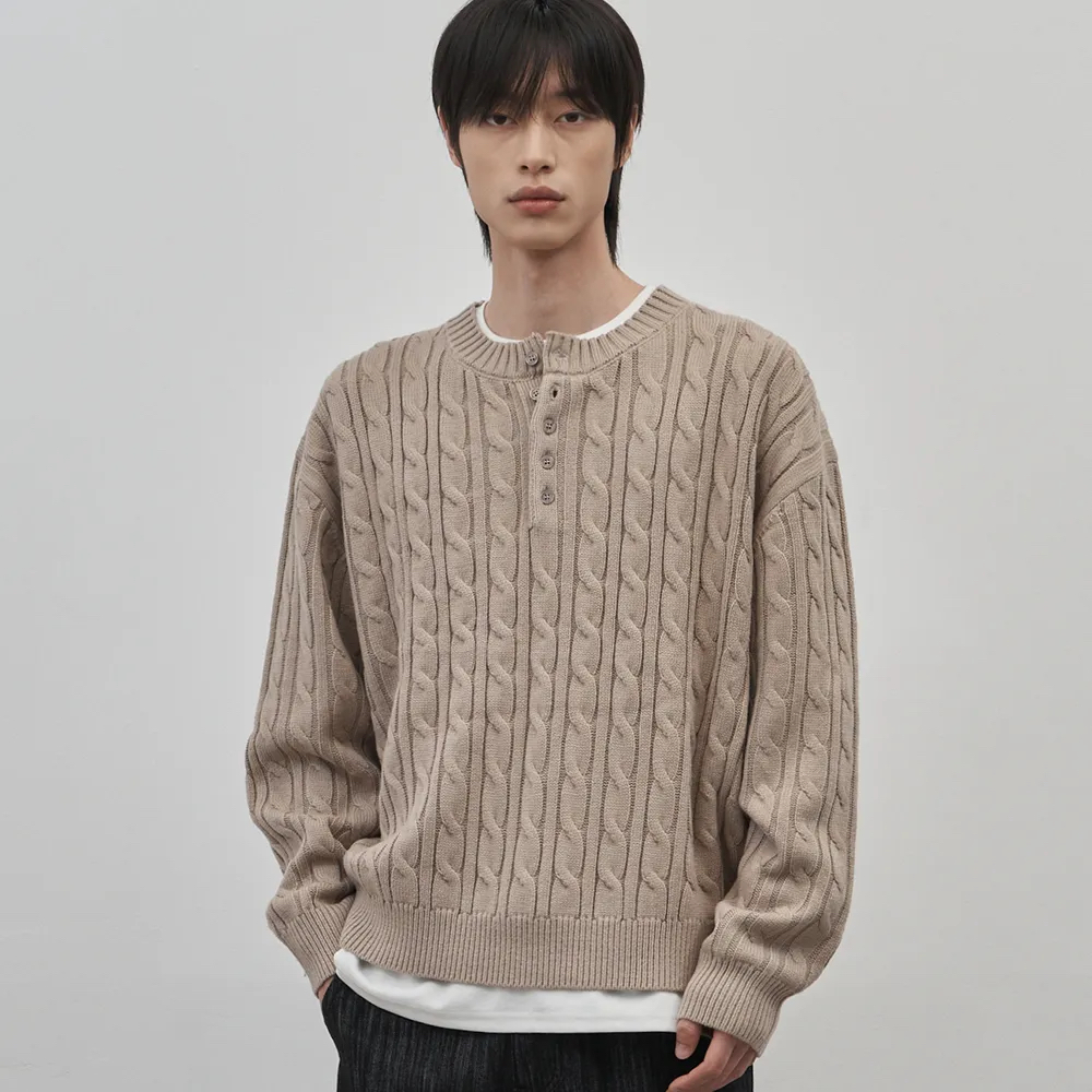Clement Smeo‑Barfit ケーブルヘッド ネックニット (verge) — бежевый