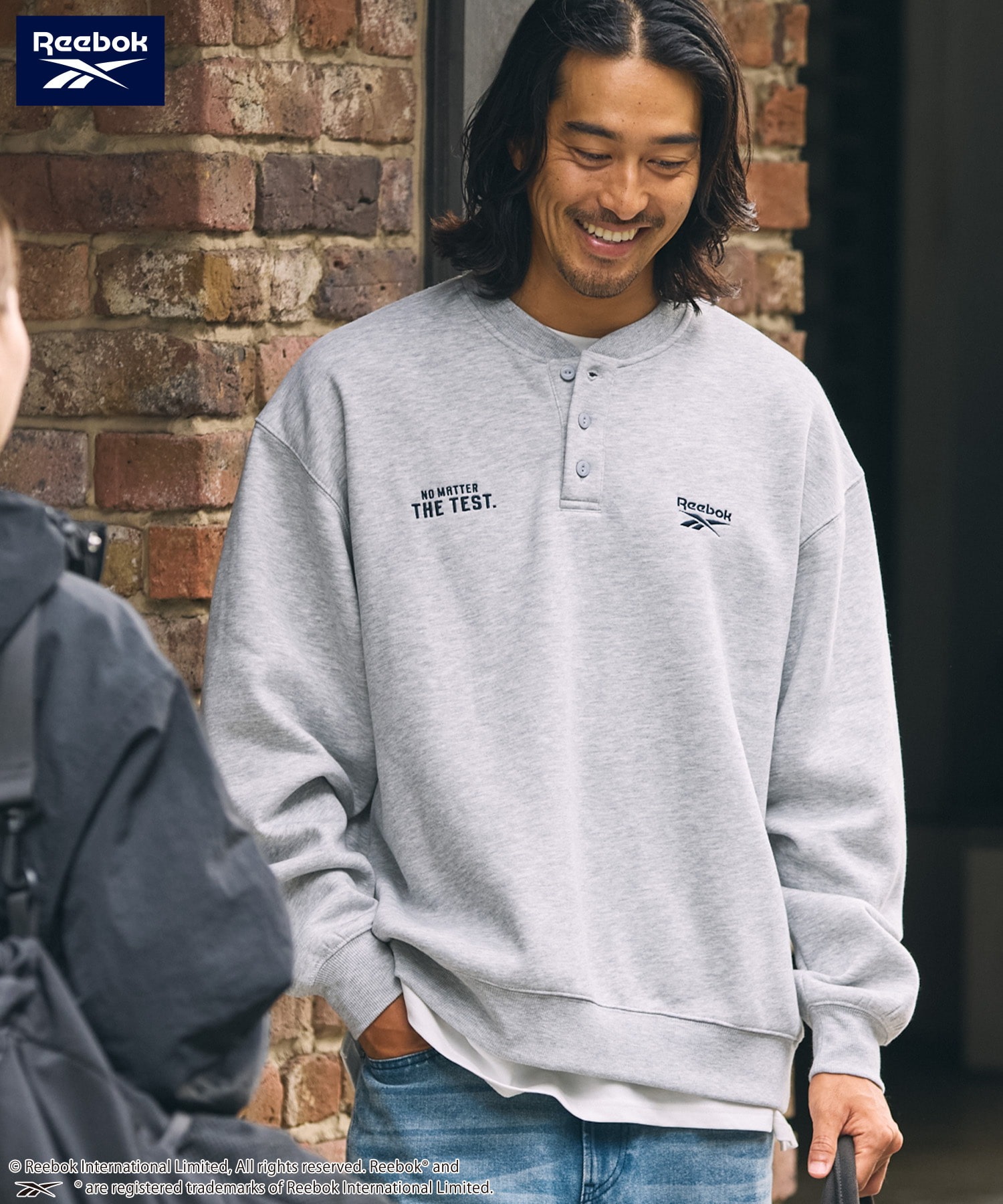 Reebok / リーボック 別注 ダブルロゴ刺繍 ワイドシルエット ヘンリー