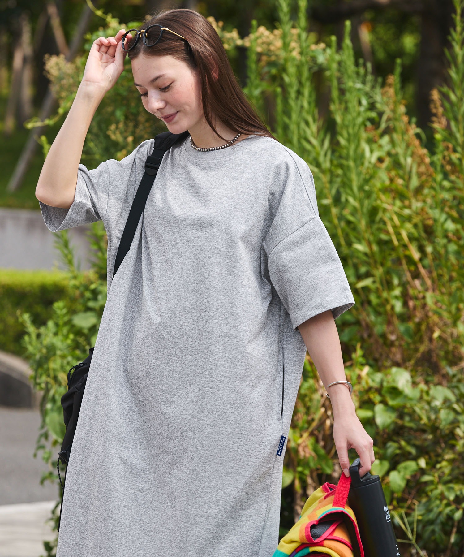 クイックドライ＞ビッグシルエット ストレッチTシャツロング