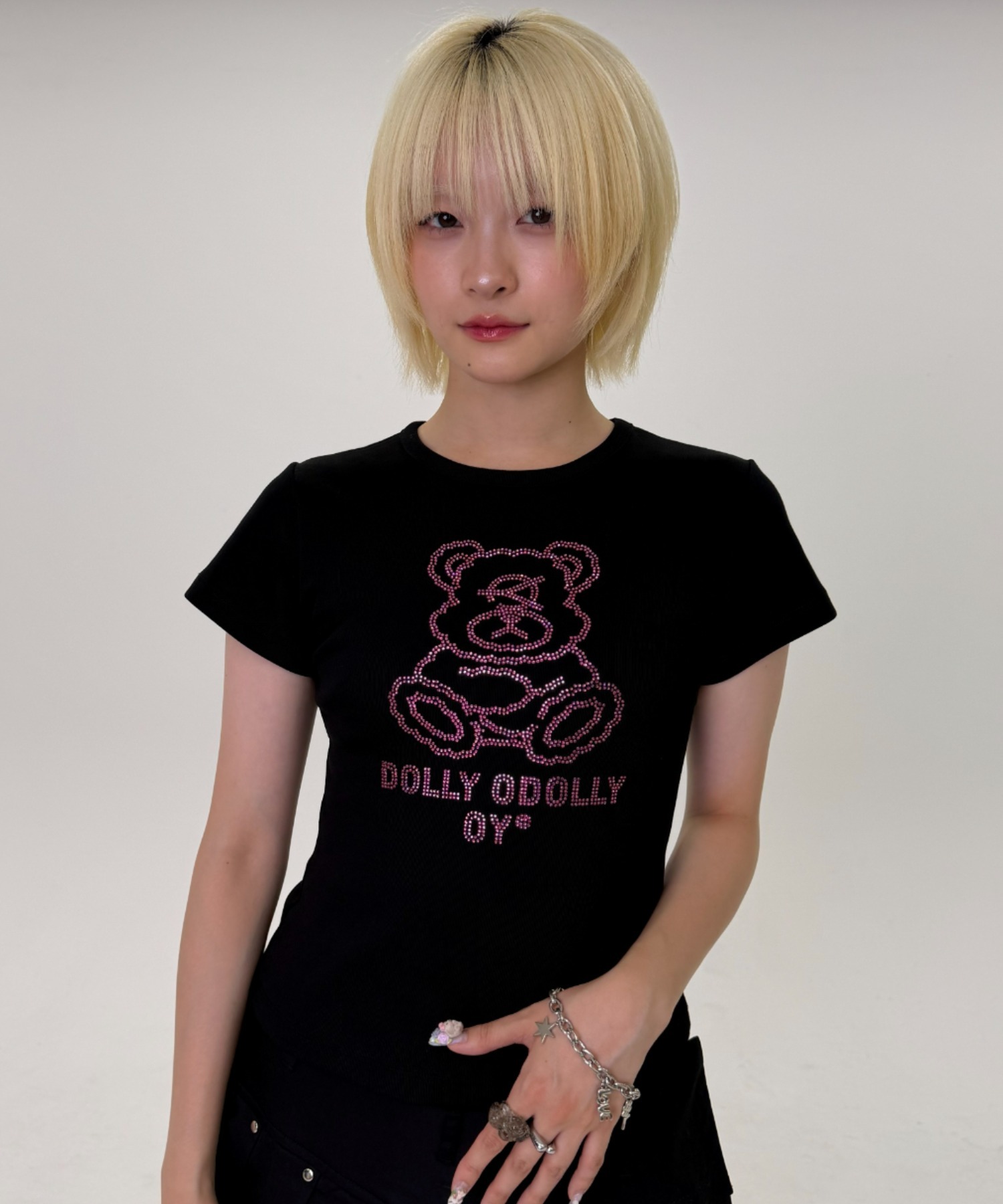 OY/オーワイ』RHINESTONE ODOLLY CROP TEE/ラインストーンオードリー