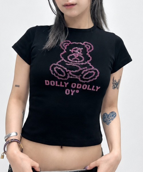 OY/オーワイ』RHINESTONE ODOLLY CROP TEE/ラインストーンオードリー