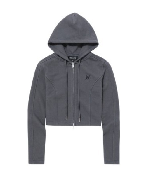 A'GEM/9 × .kom『WOOALONG/ウアロン』Signature slim crop hood zip-up