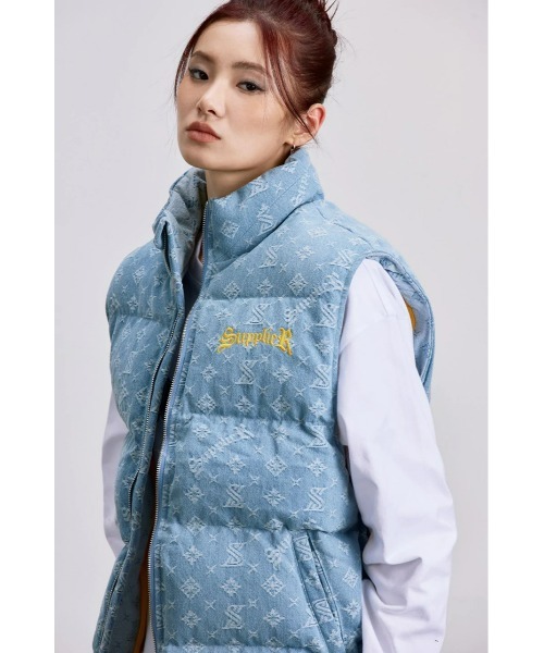 A'GEM/9 × .kom『SUPPLIER/サプライヤー』MONOGRAM DENIM PUFFER VEST 