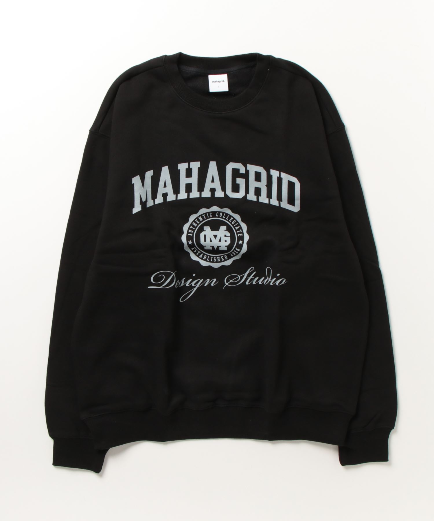 『mahagrid/マハグリッド』AUTHENTIC SWEATSHIRT/カレッジロゴ ロングスリーブスウェットシャツ