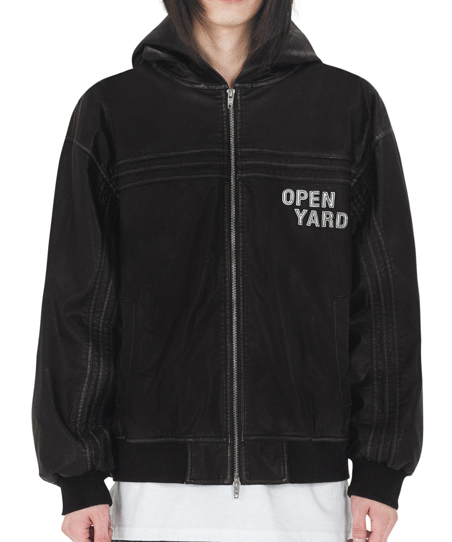 OY/オーワイ』 WASHED LEATHER EARS HOODED JACKET/ウォッシュド