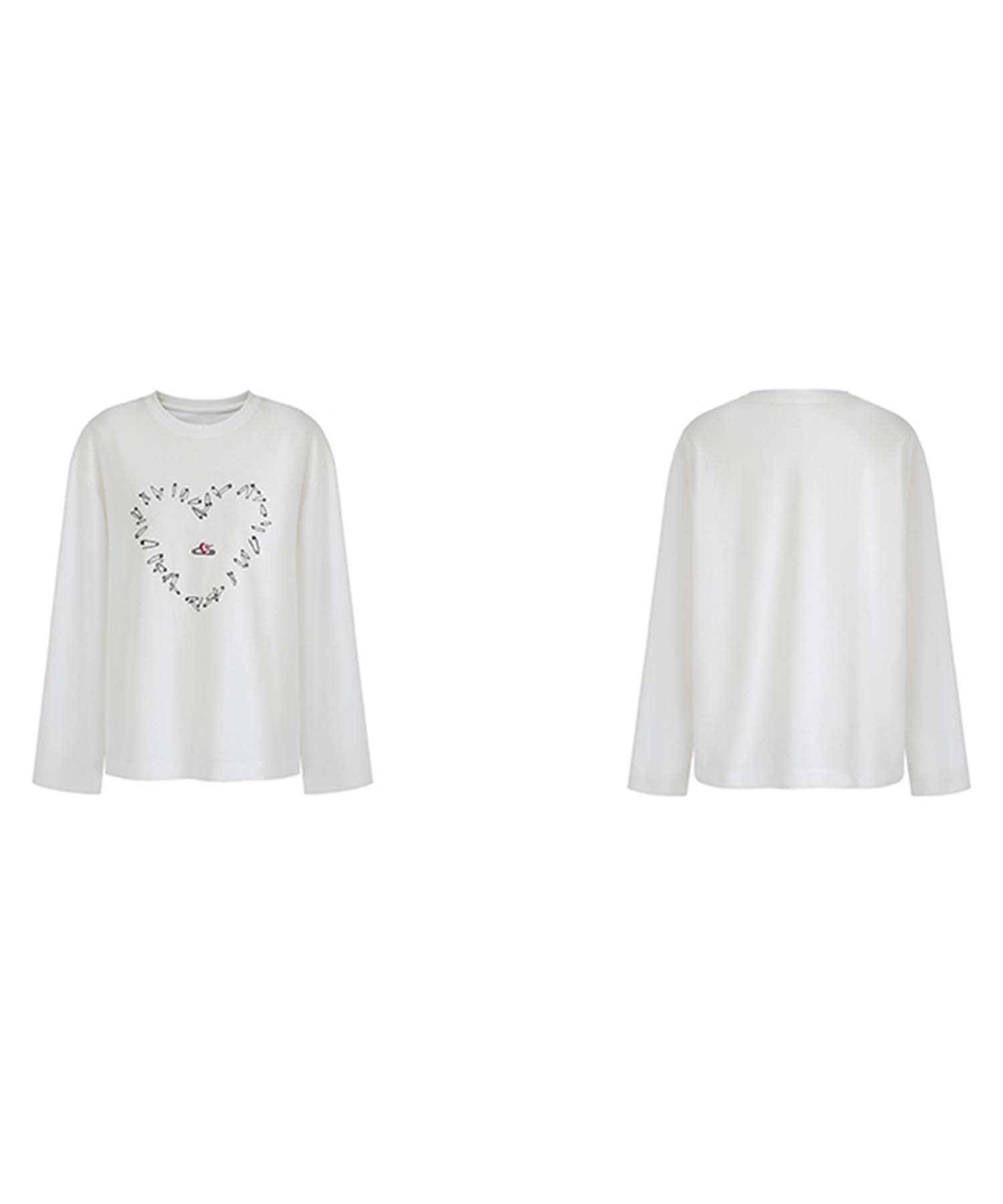 ハートデザイン ラウンドネックロングTシャツ FQ24S046【Fano