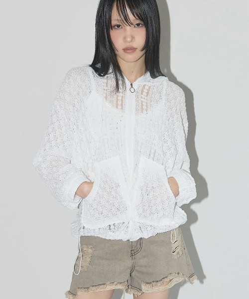 A'GEM/9 × .kom 「 FANCY CLUB/ファンシークラブ」 PLUMPY LACE LINE HOOD ZIP-UP/ハンプティレース A'GEM/9 × .kom 『 FANCY CLUB/ファンシークラブ』 PLUMPY LACE