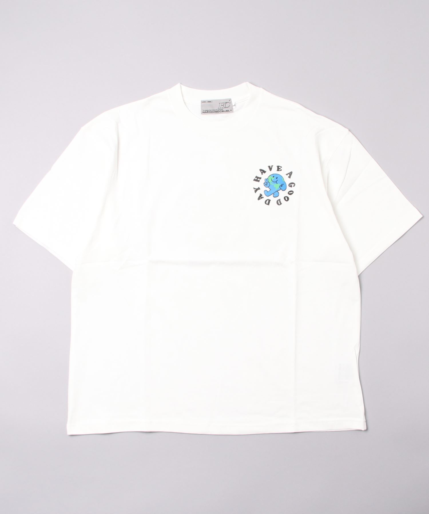 HARSH AND CRUEL Tシャツ 半袖 花柄 ロゴプリント 人気 男女兼用 A'GEM/9 × .kom『Harsh and Cruel/ハーシュアンドクルーエル