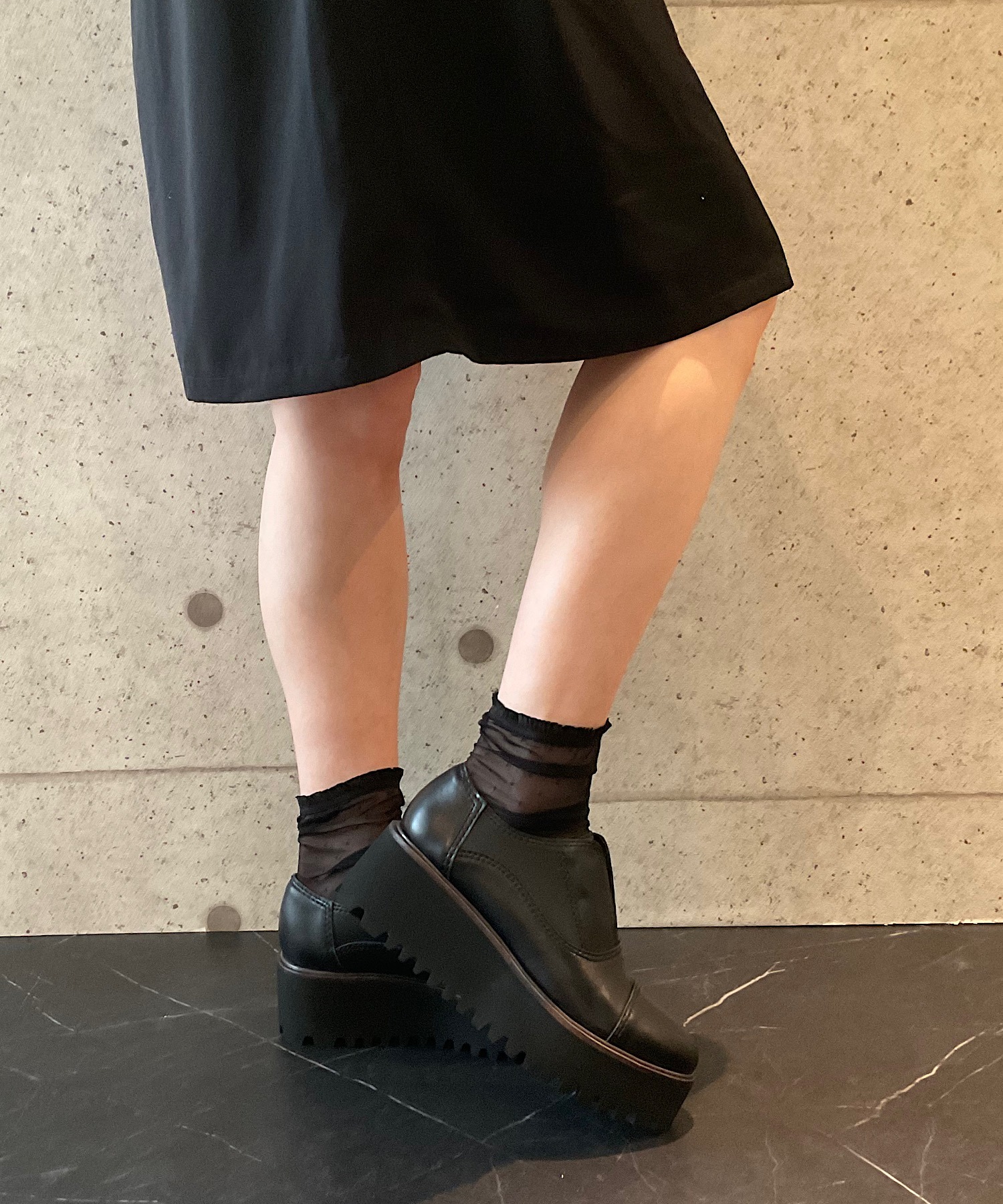 本革/厚底/6.5cm】キャタピラーソールシューズ ALL BLACK│Jeffrey