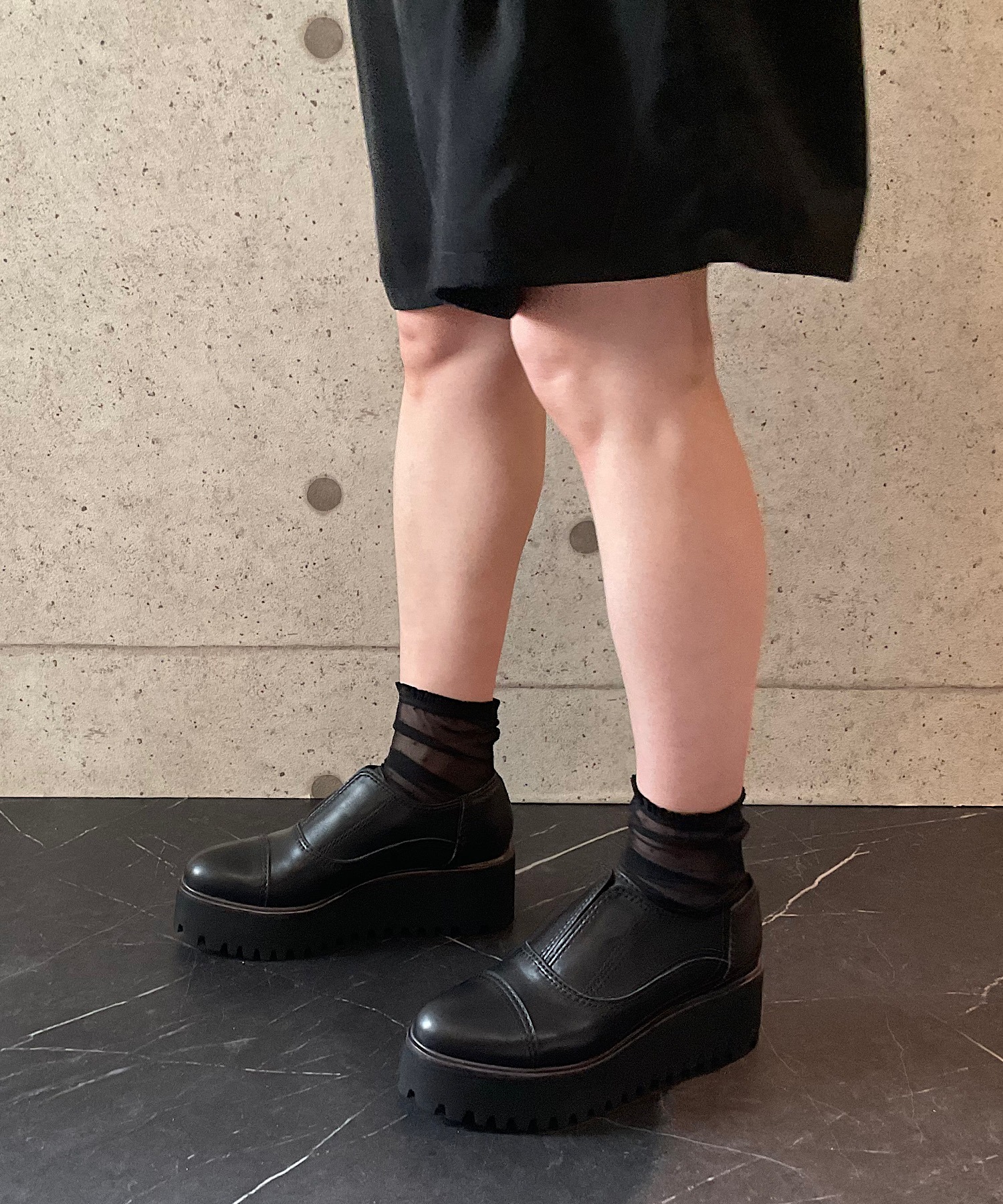 本革/厚底/6.5cm】キャタピラーソールシューズ ALL BLACK│Jeffrey