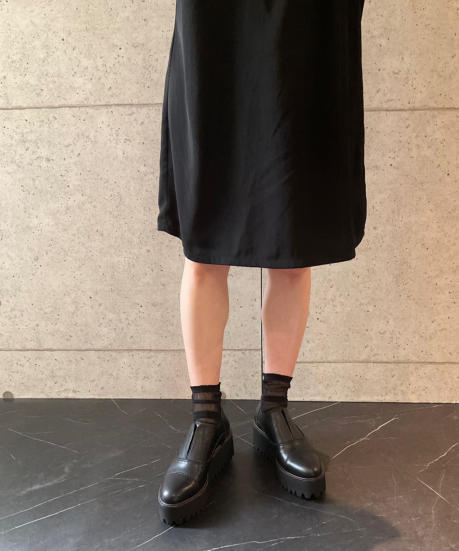 本革/厚底/6.5cm】キャタピラーソールシューズ ALL BLACK│Jeffrey