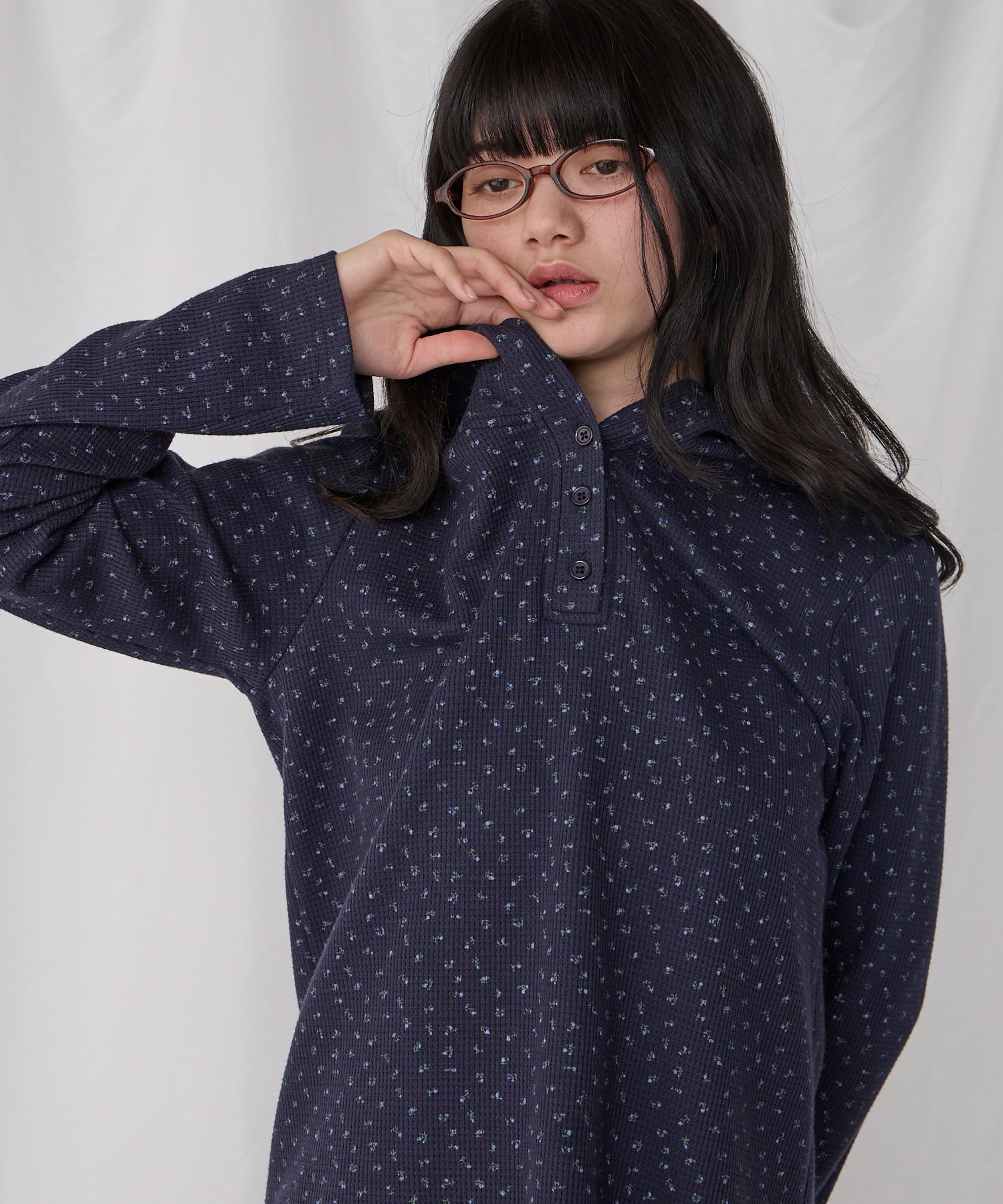 Unblend】フード付 ヘンリーネック アソート 長袖Tシャツ Unblend