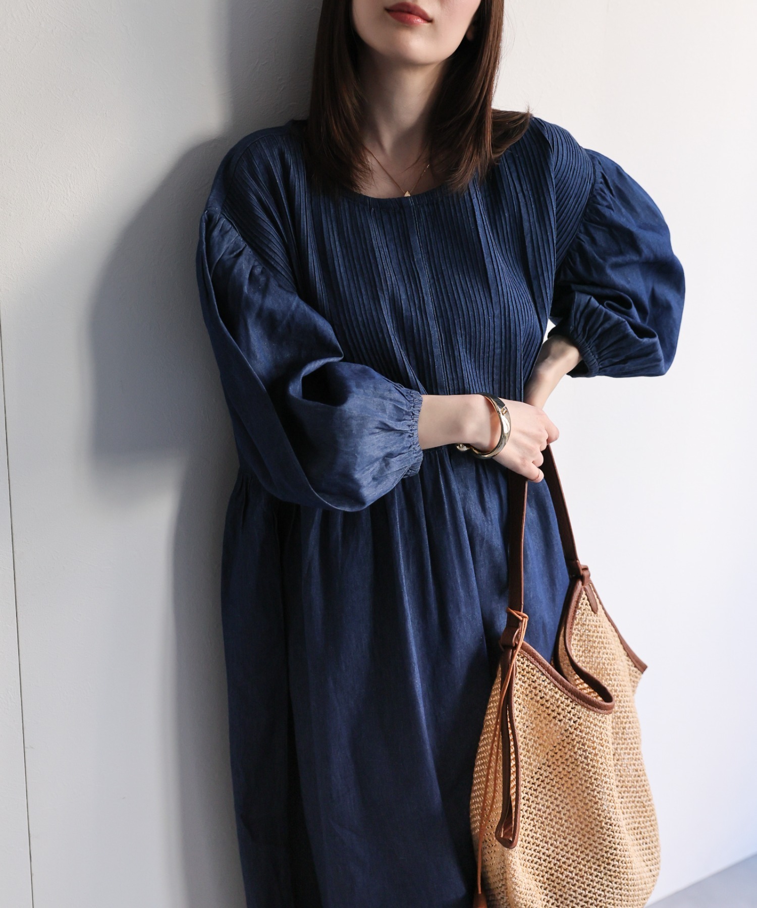 model：162cm 着用サイズ：M着用
カラー：ダークブルー