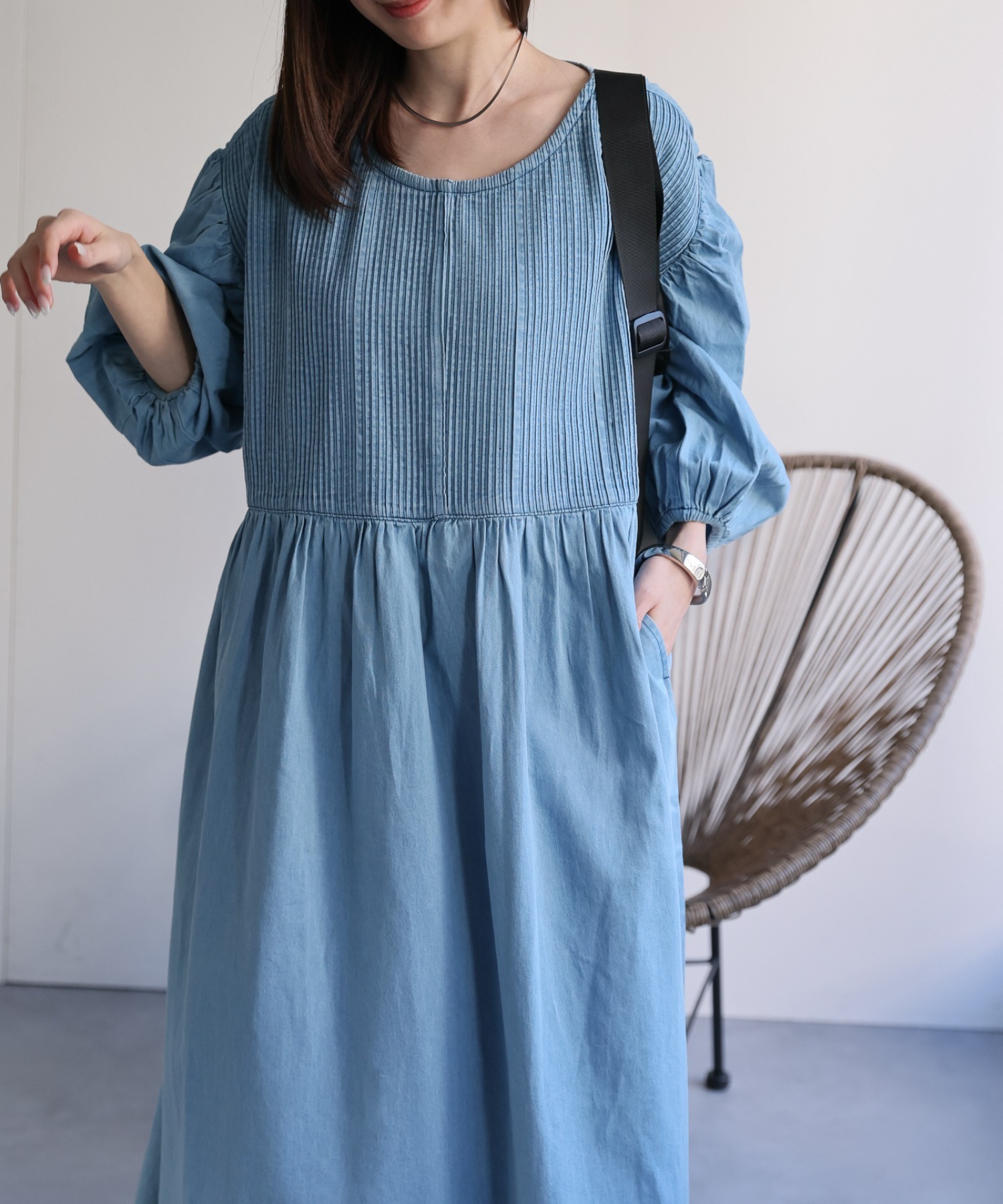 model：162cm 着用サイズ：M
着用カラー：ライトブルー