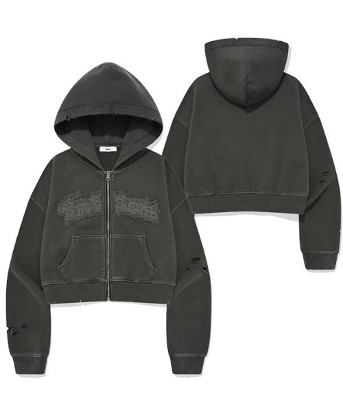 A'GEM/9 × .kom『FALLETT/ファレット』DAMAGE ZIP-UP HOODIE/ダメージ