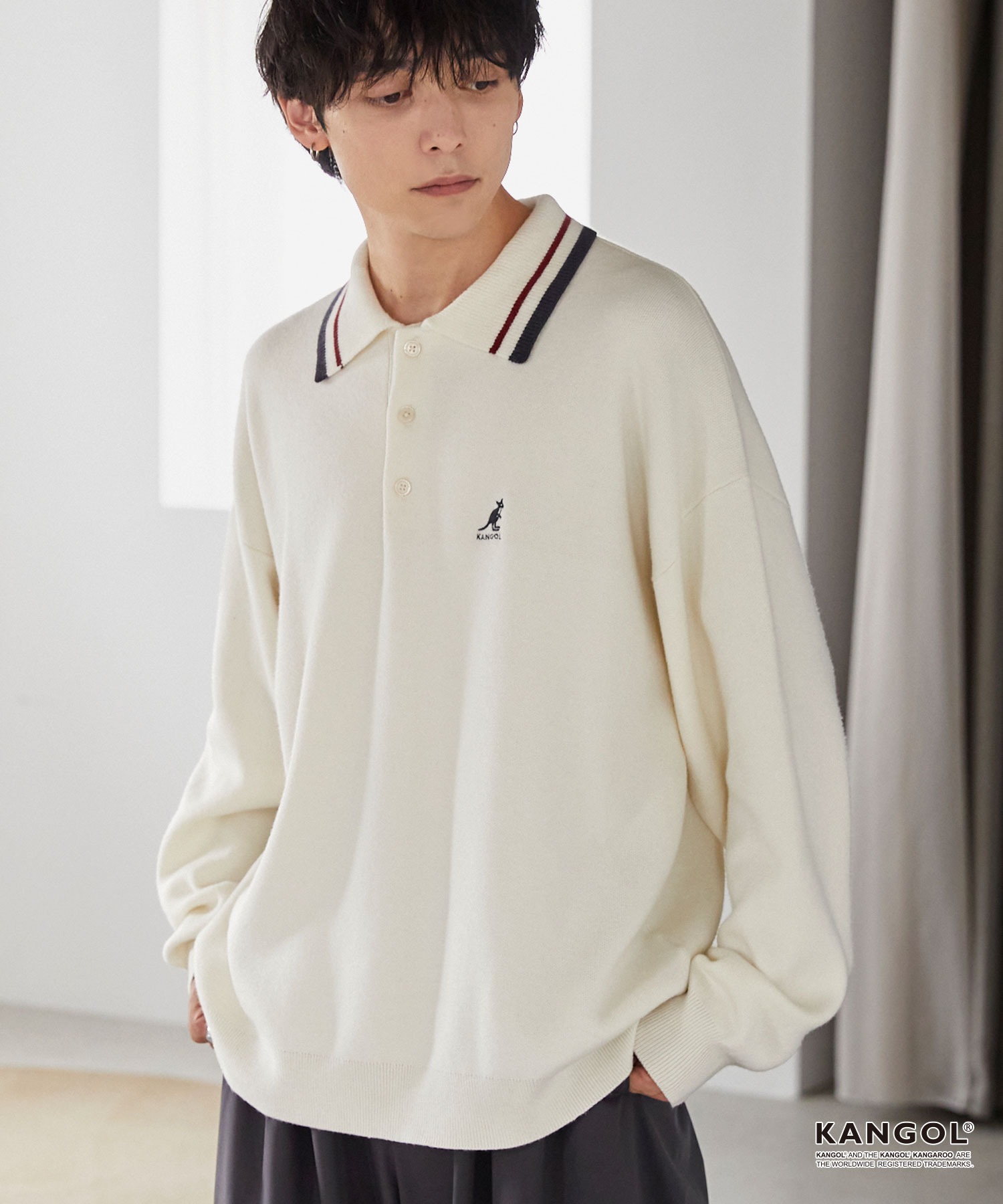 KANGOL/カンゴール 別注 ロゴ ワンポイント刺繍 ラインデザイン 