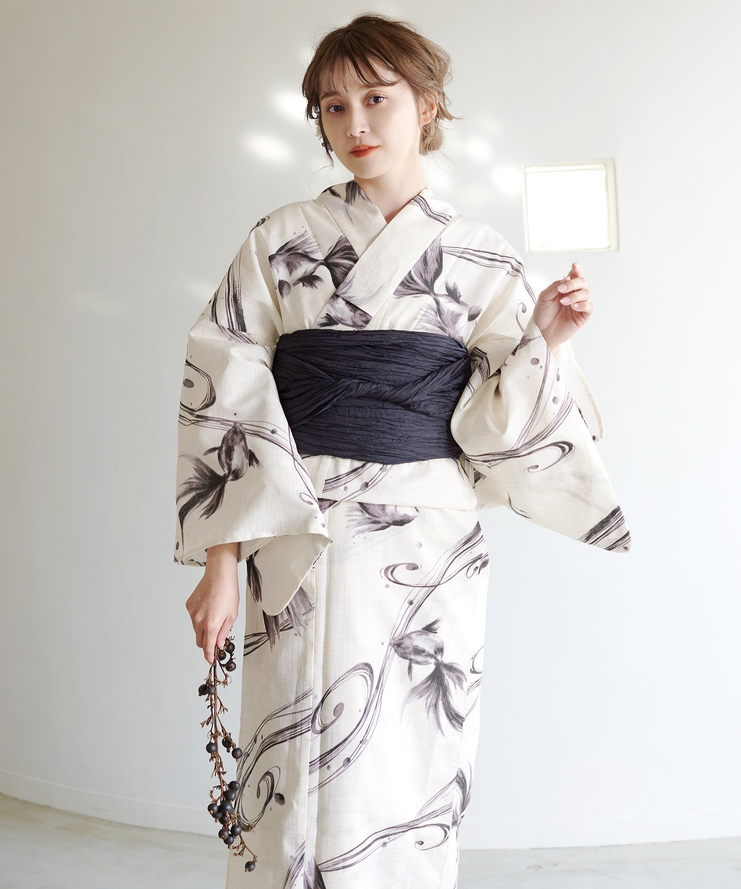 1人で着られる浴衣5点セット 和歌山染工日本染め（ゆかた・しわ