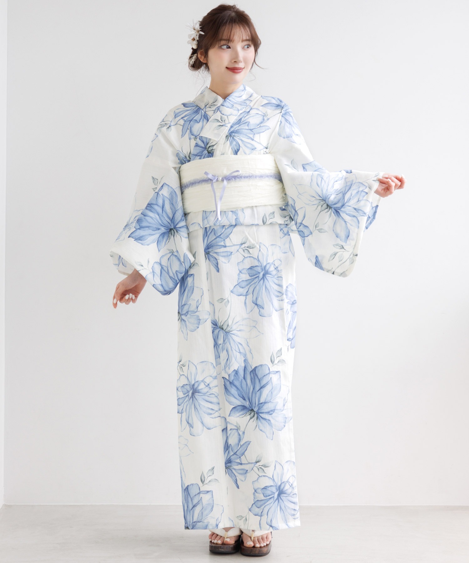 1人で着られる浴衣5点セット 和歌山染工日本染め（ゆかた・しわ