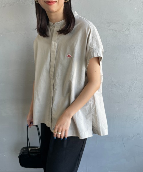 DANTON/ダントン] バンドカラー ノースリーブシャツブラウス