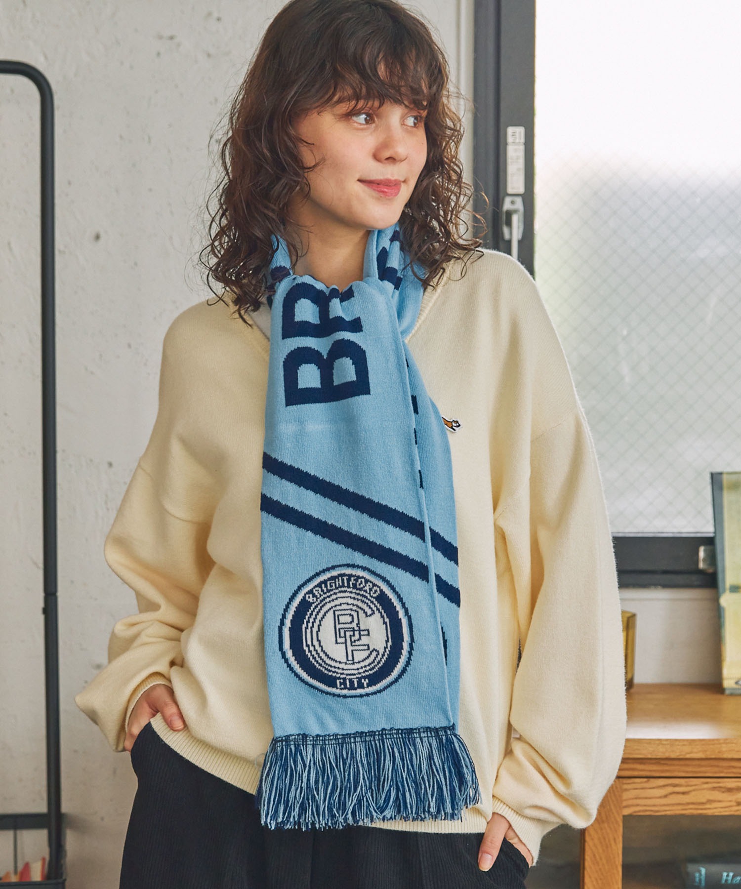 ジャガード グラフィック サッカーマフラー MONO-MART LADY'S│MONO