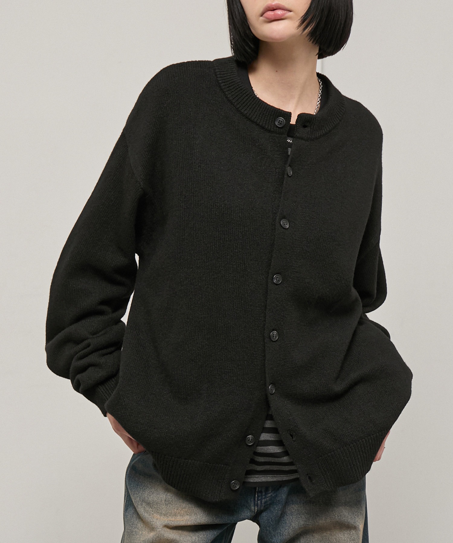 Alfred Alex】Mix Yarn Knit Cardigan / オーバーサイズ ミックス