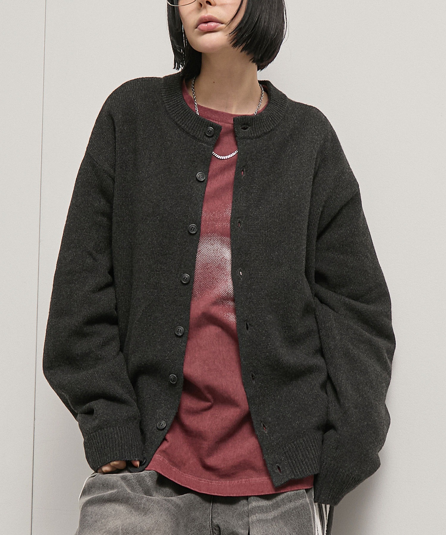 Alfred Alex】Mix Yarn Knit Cardigan / オーバーサイズ ミックス