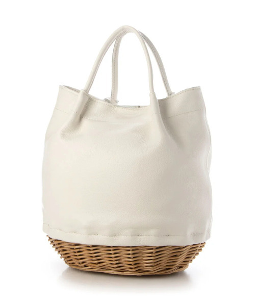 美品 perche 本革×ヤナギ底　2wayトートバッグ　オーク タッセル付き perche 本革×ヤナギ底 2wayトートバッグ オーク タッセル付き ペルケ