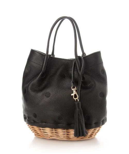 美品 perche 本革×ヤナギ底　2wayトートバッグ　オーク タッセル付き ペルケ perche / 牛革×ヤナギ底2wayトートバッグ