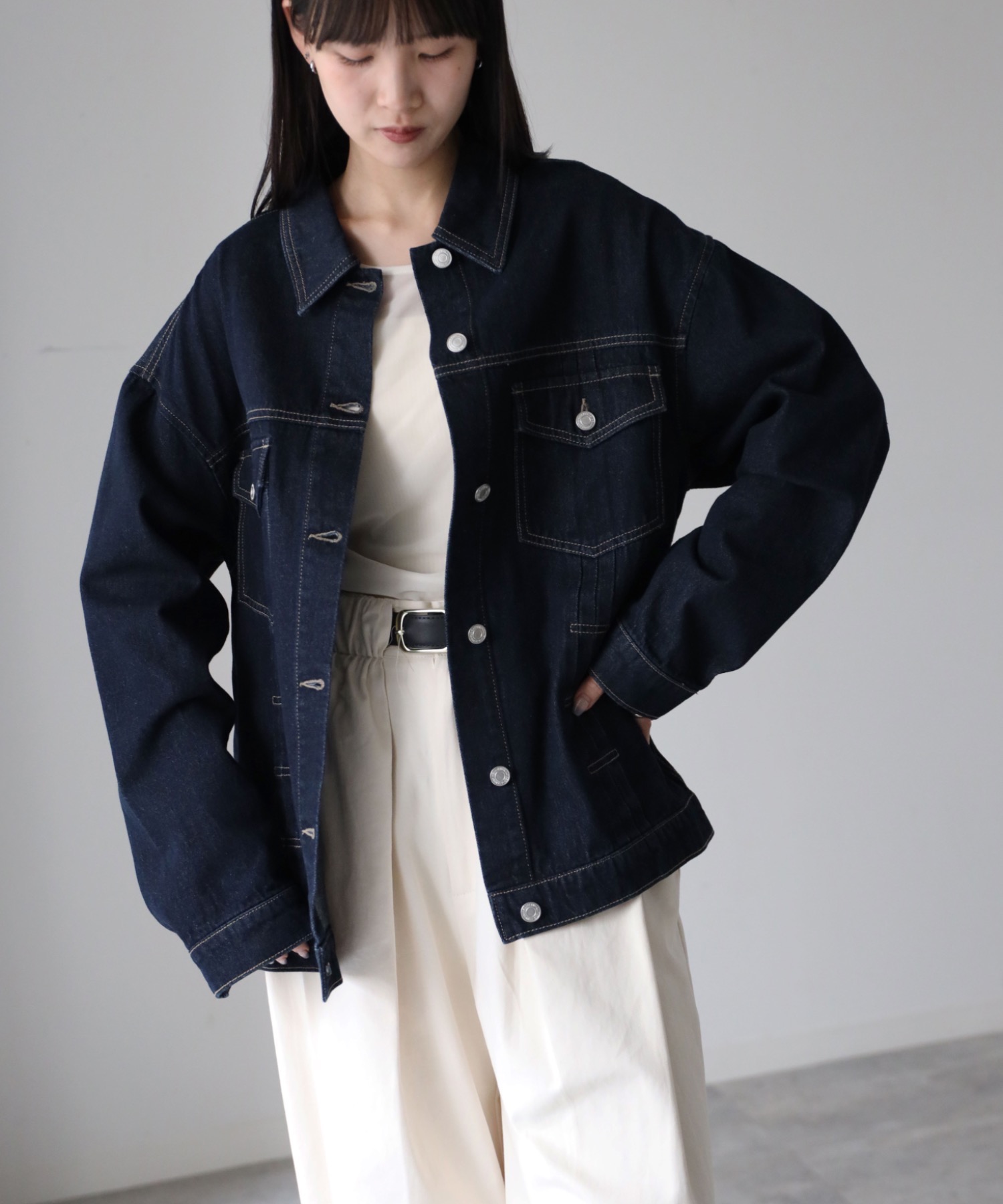 model：164cm. 着用サイズ：Lサイズ