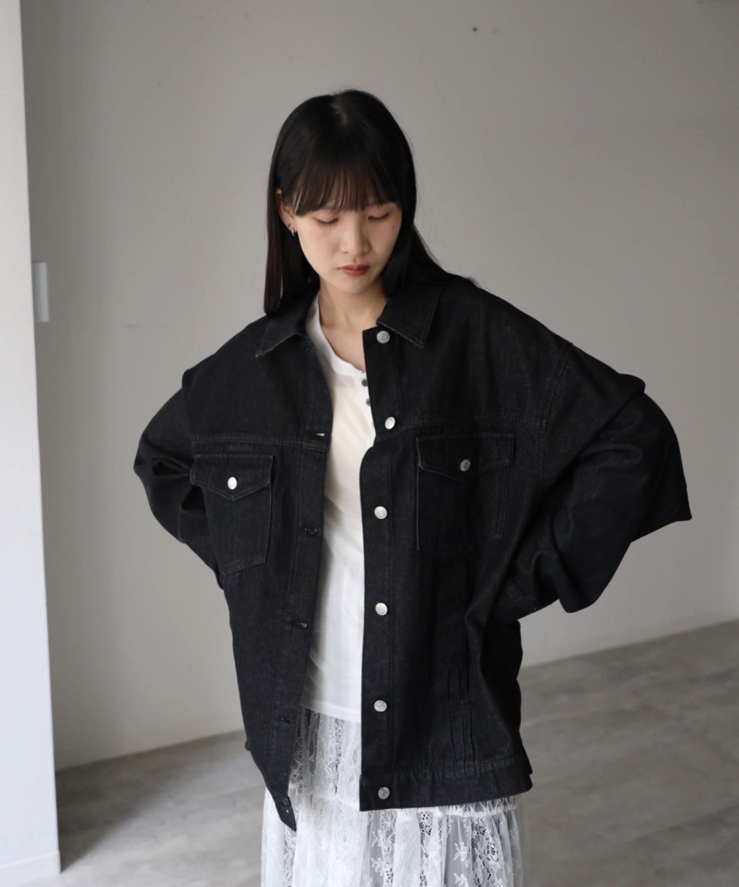 model：164cm. 着用サイズ：Lサイズ