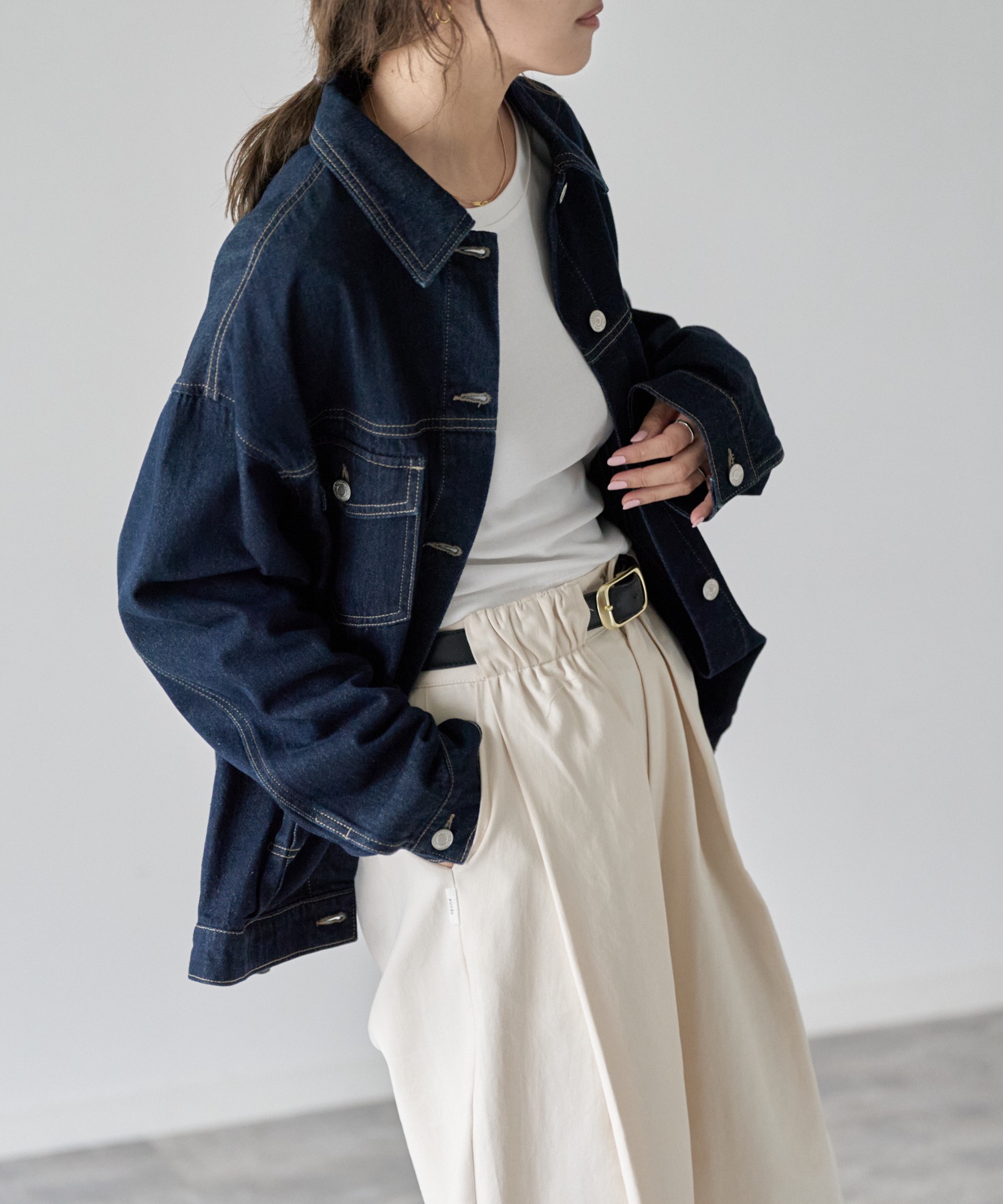 model: 162cm. 着用サイズ：Lサイズ