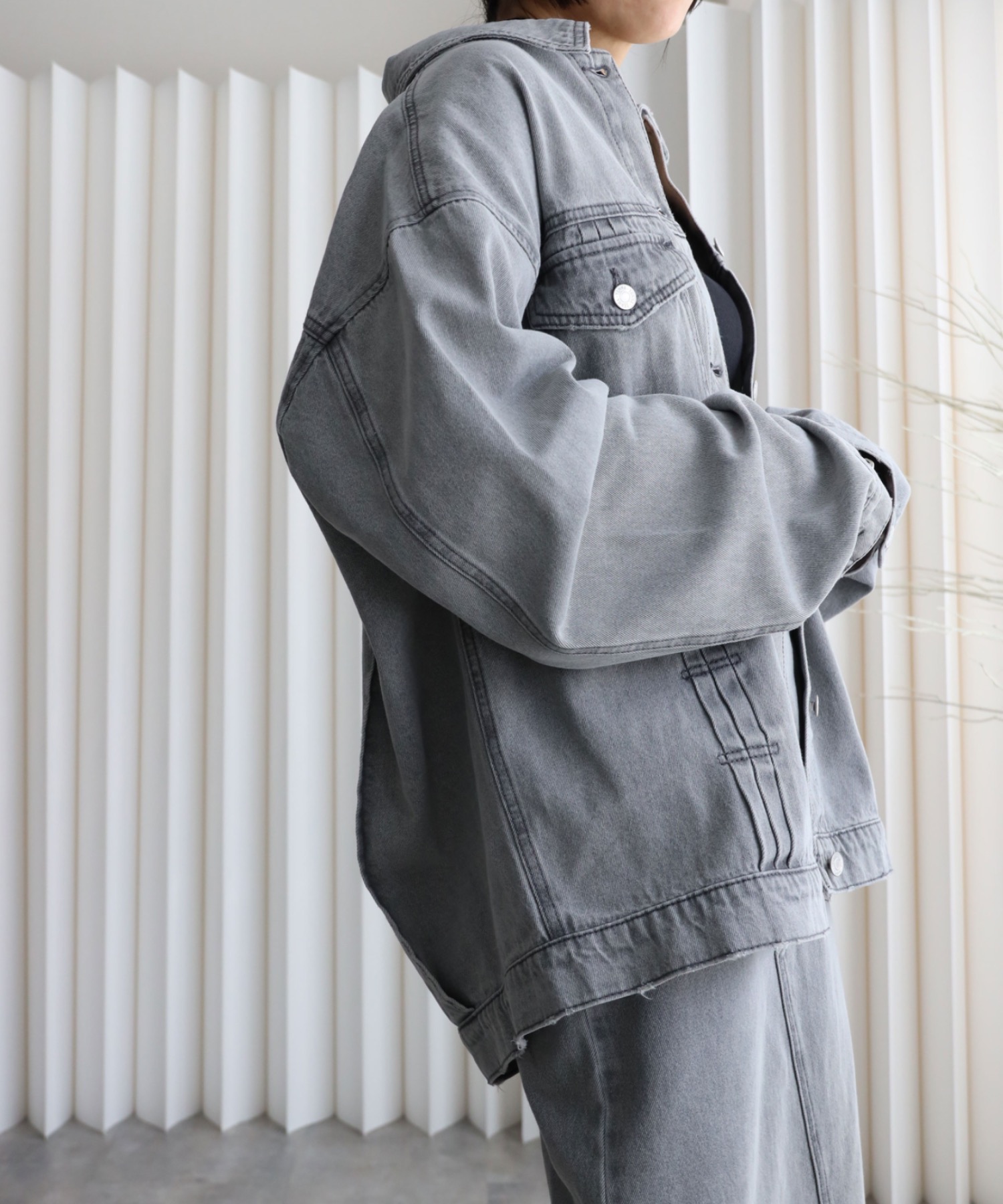 model：155cm. 着用サイズ：Lサイズ