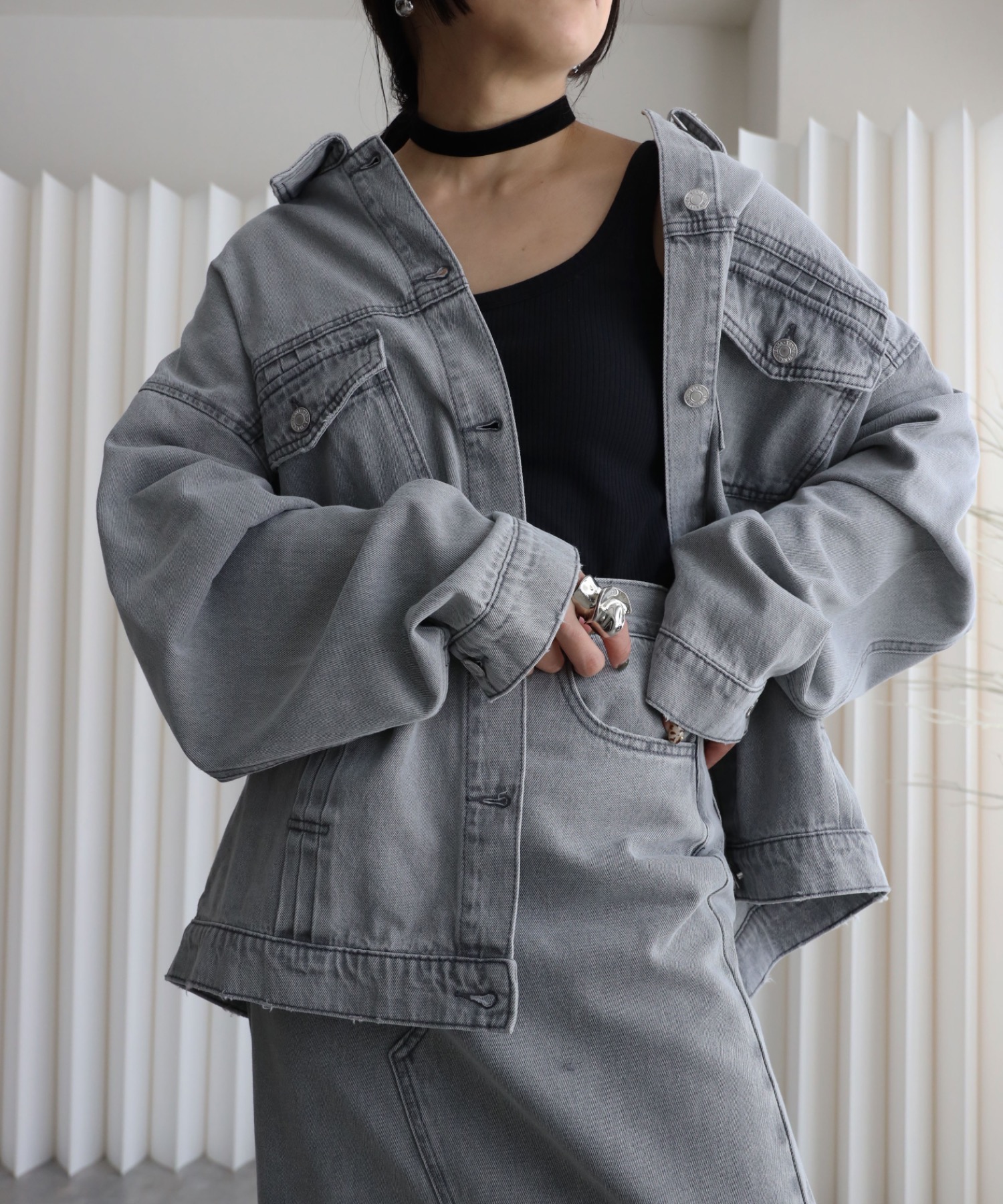 model：155cm. 着用サイズ：Lサイズ