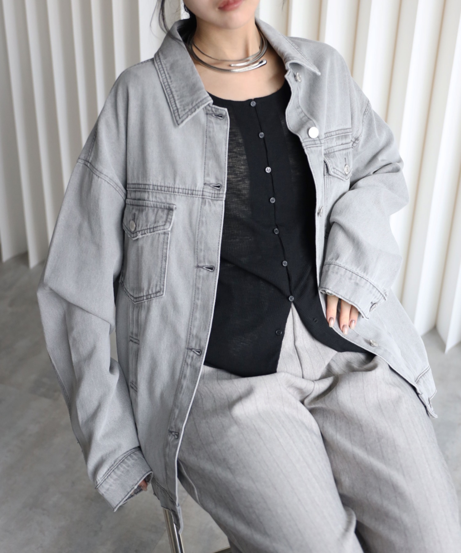 model：164cm. 着用サイズ：Lサイズ