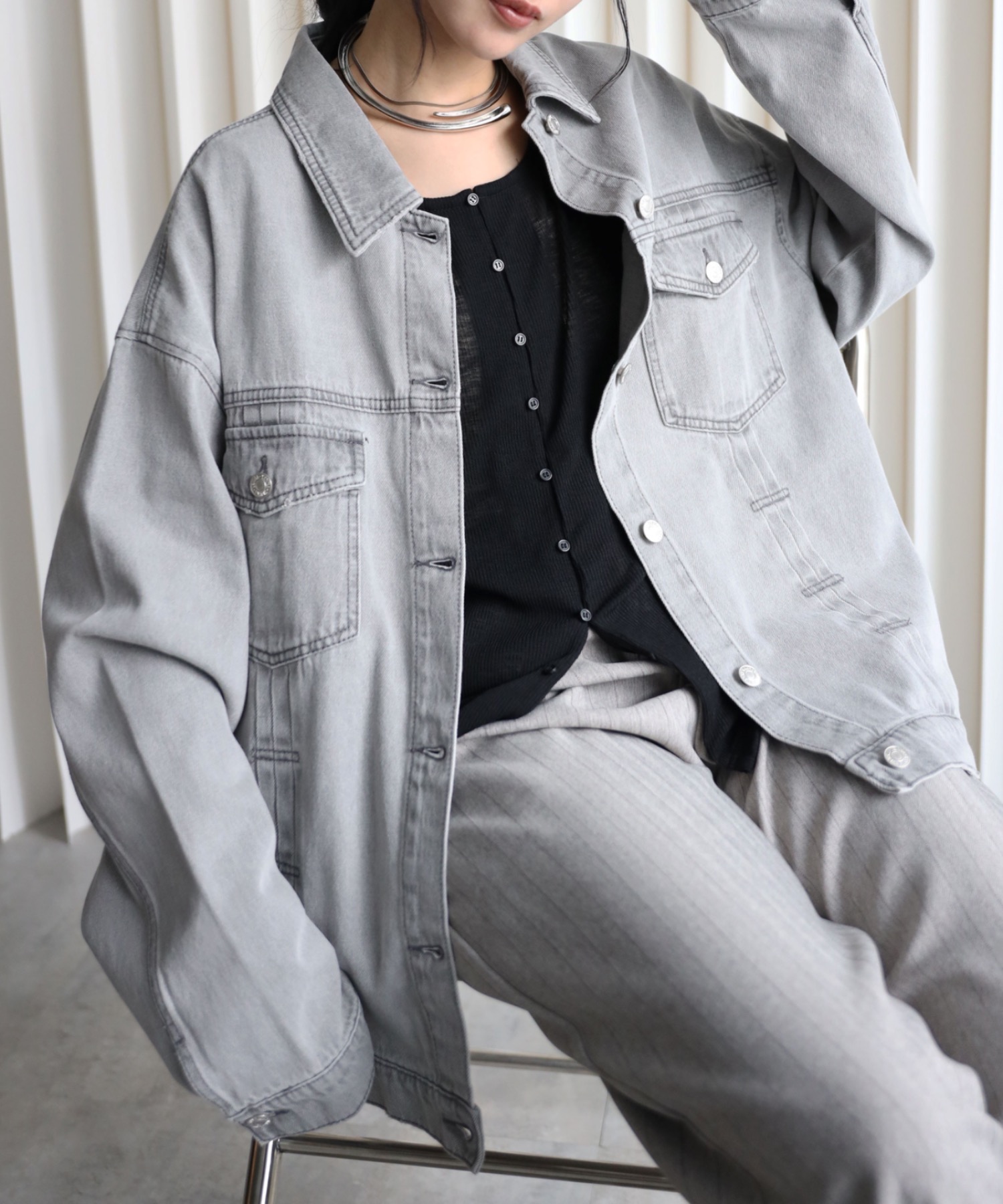 model：164cm. 着用サイズ：Lサイズ