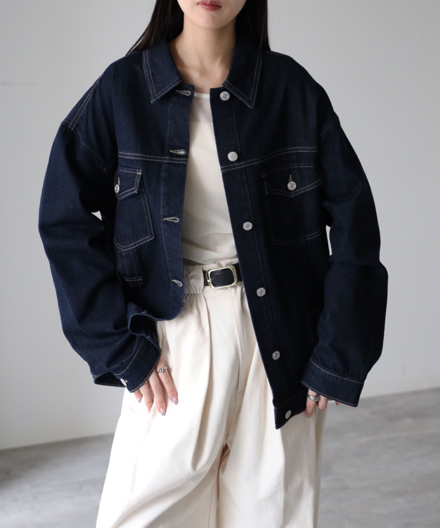 model：164cm. 着用サイズ：Lサイズ