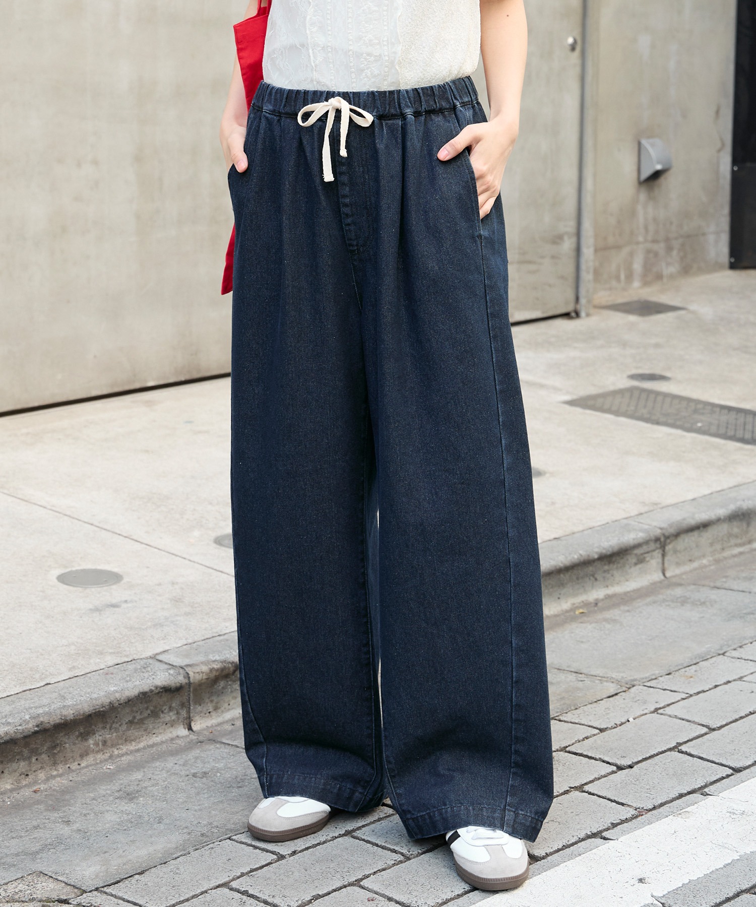 10.5oz タックワイドシルエット イージー カーブデニムパンツ＜速乾