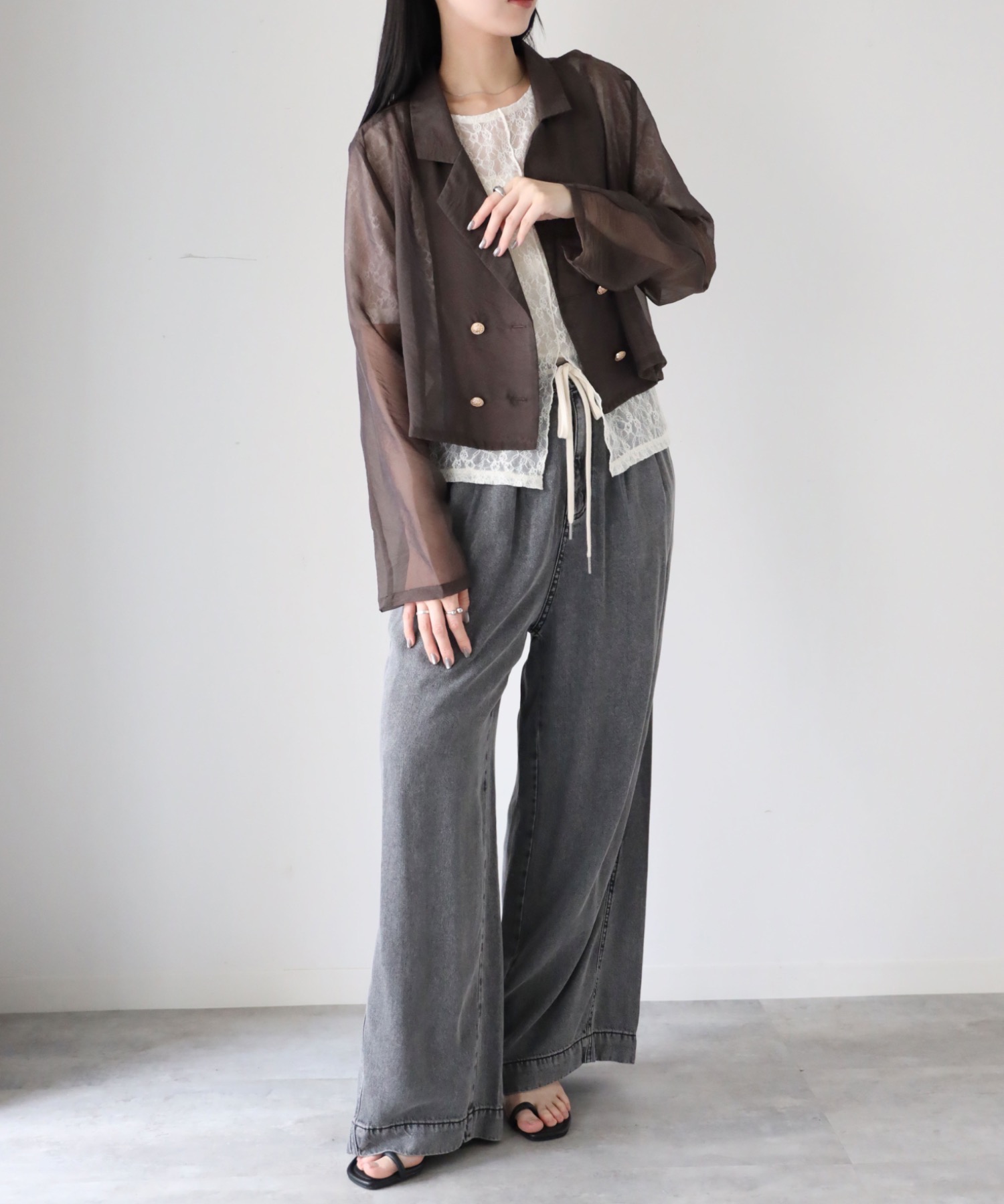 model：164cm. 着用サイズ：FREE