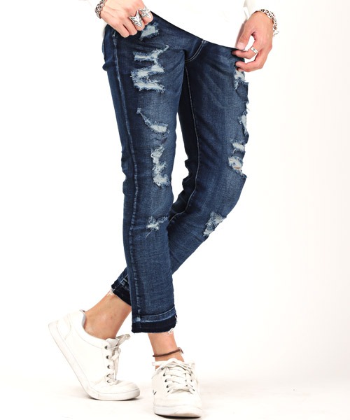 ハードダメージ加工カットオフアンクルデニムスキニーパンツ Africa Emergence19 Com