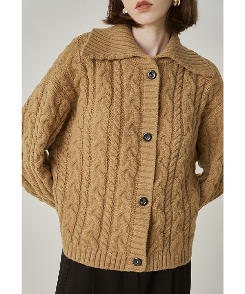 【Fano Studios】Lapel twist knit cardigan FD21S171