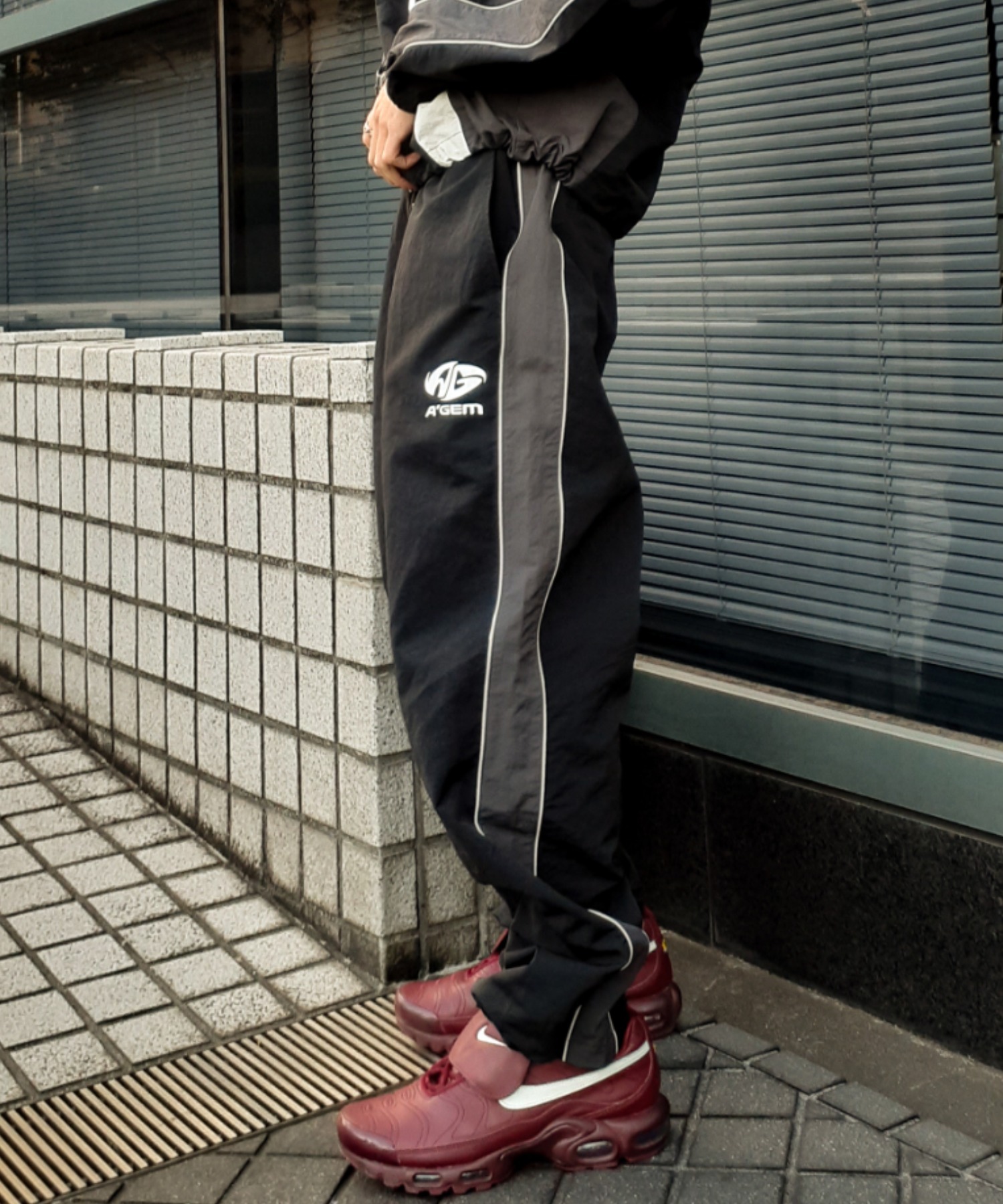 y2k opium A'GEM/9 ナイロン カーゴ カスタム ボンテージパンツ KOM カーゴパンツ A'GEM/9 × .kom「.kom/ドットケーオーエム