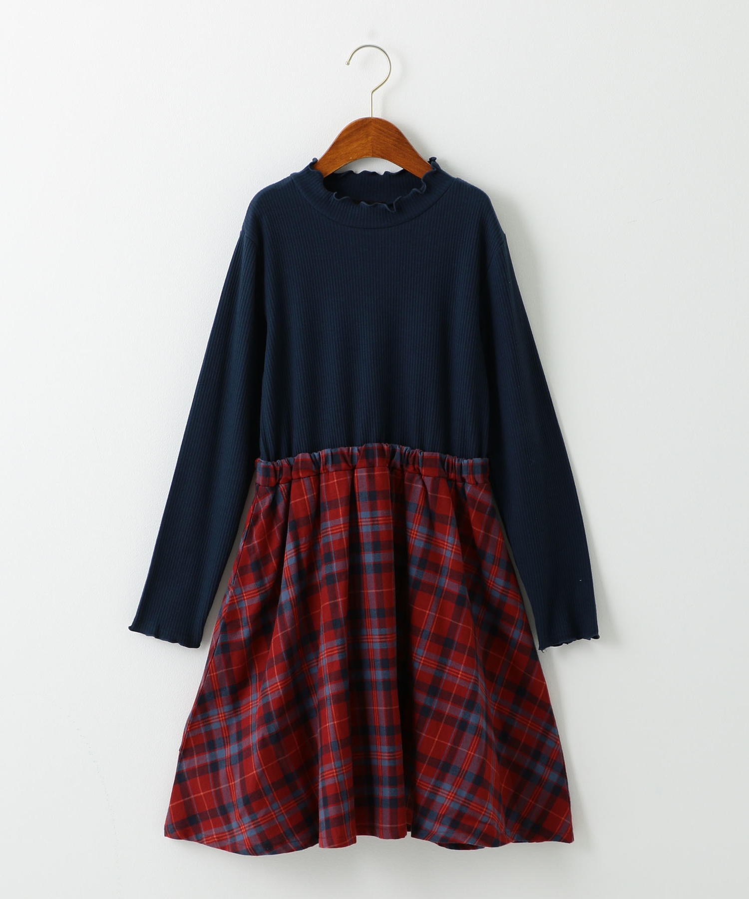 商品詳細 ジュニア リブ チェックワンピース ロングスリーブ Outlet アウトレット 公式通販