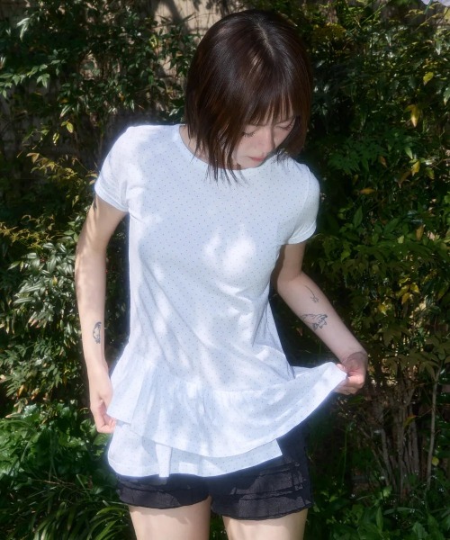 tシャツ A'GEM/9 × .kom 「 FANCY CLUB/ファンシークラブ」  Frill Layered Dot Tee/フリルレイヤード A'GEM/9 × .kom 『 FANCY CLUB/ファンシークラブ』 Frill