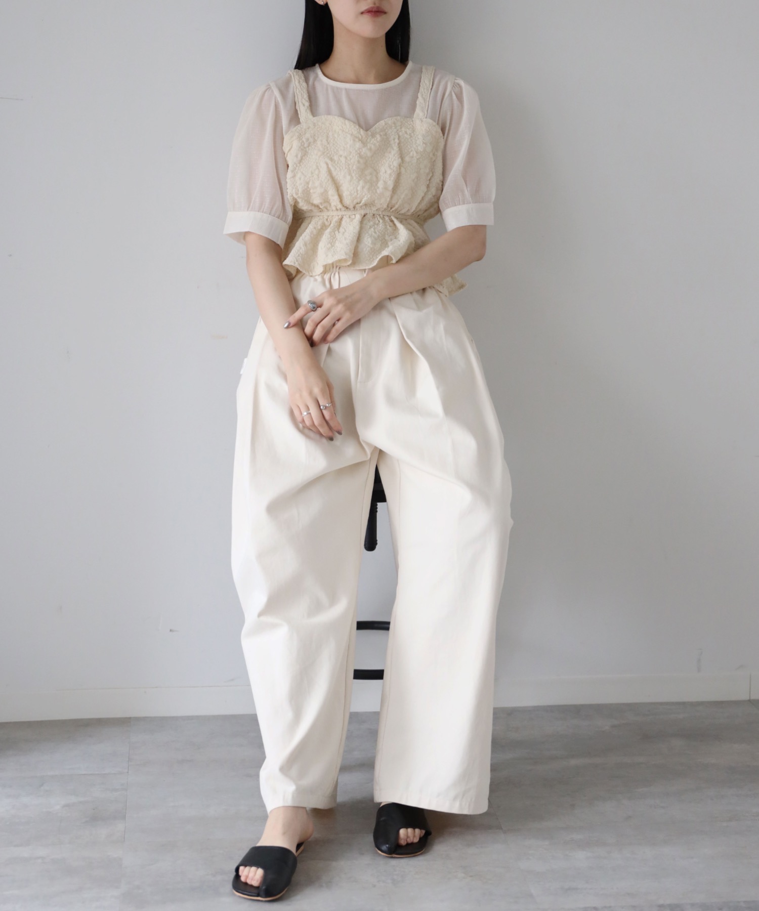 model：164cm. 着用サイズ：FREE