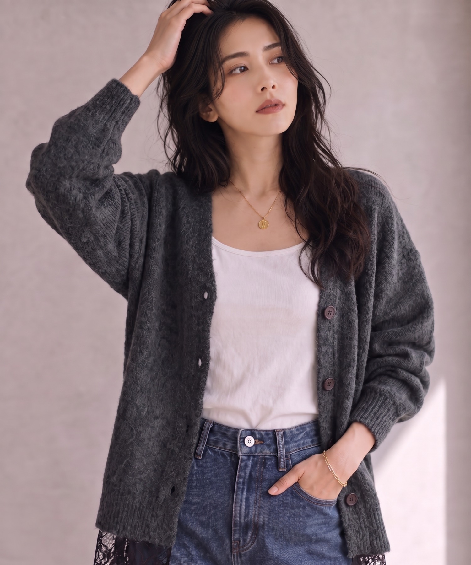 model：158cm
着用サイズ：FREE