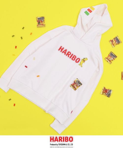 coen コーエン 【ユニセックス】HARIBO(ハリボー)別注プリント裏毛パーカー オフホワイト